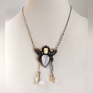 Bella Lili goth sterling silver skull faerie crystal & gemstone necklace set